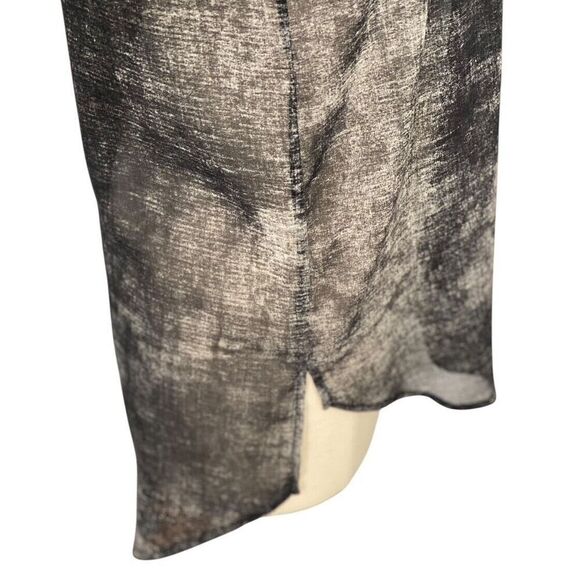 Cop Copine Sheer Blouse Black Gray Sheer Abstract Long Sleeve High Low Size 36/S - Picture 5 of 10